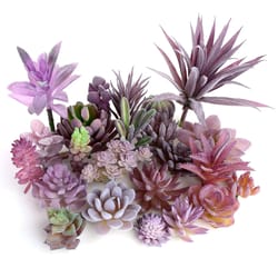 velvettouch purple artificial succulents – realistic flocked faux plants for wall & home decor