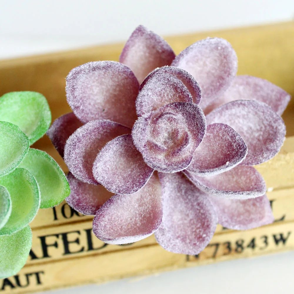 VelvetTouch Purple Artificial Succulents Realistic Flocked Faux Plants For Wall Home Decor 2