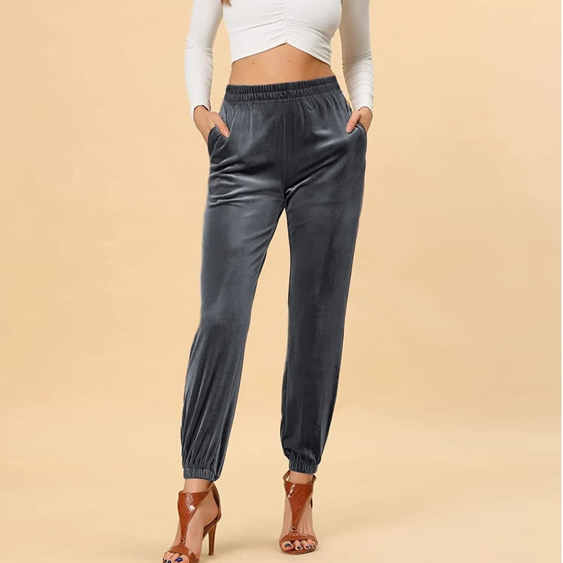 VelvetEase High Waisted Velvet Joggers For Women Relaxed Fit Harem Pants 3