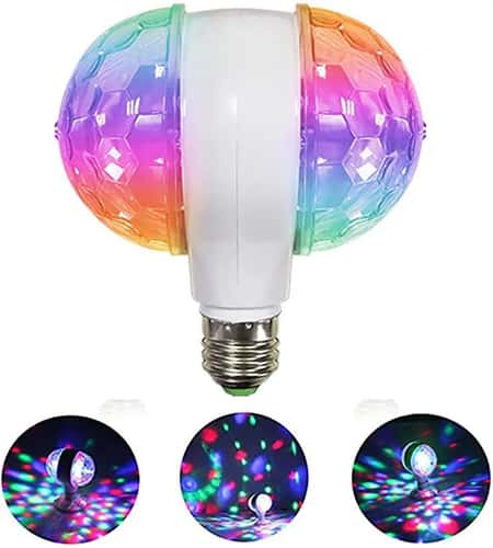 E27 Dual-Head Rotating Disco Light Bulb – 6W Colorful LED Party Stage Lamp