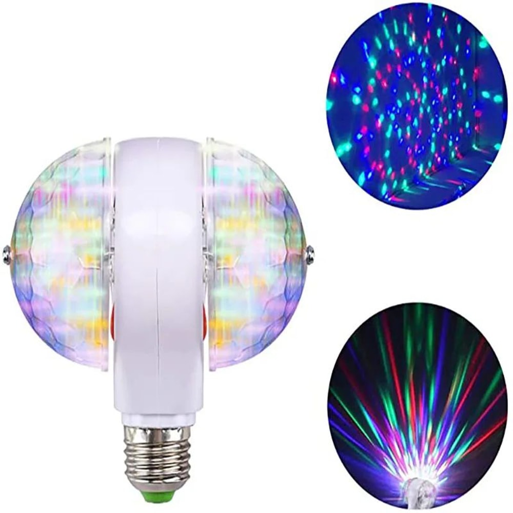 E27 DualHead Rotating Disco Light Bulb 6W Colorful LED Party Stage Lamp 2