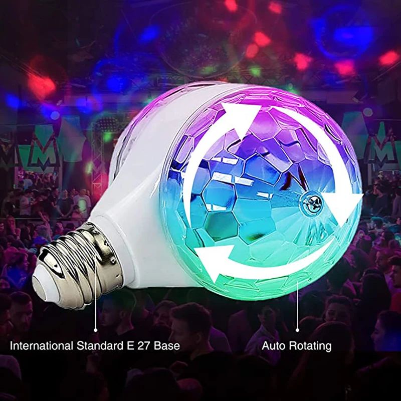 E27 DualHead Rotating Disco Light Bulb 6W Colorful LED Party Stage Lamp 4
