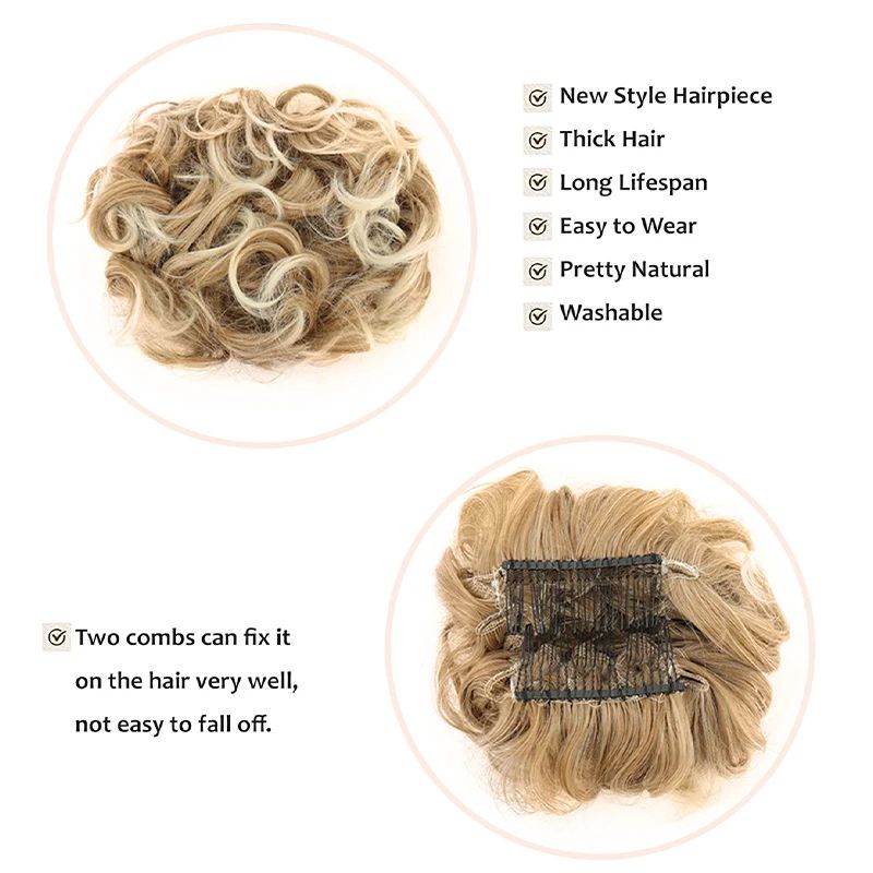 Effortless Messy Curly Bun Scrunchie ClipIn Synthetic Hair Bun Extension 3