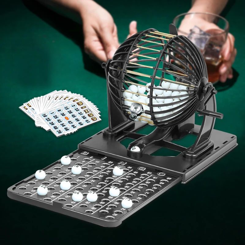 Classic Metal Bingo Cage Set Professional Bingo Lottery Machine With Numbered Balls Master Board 1