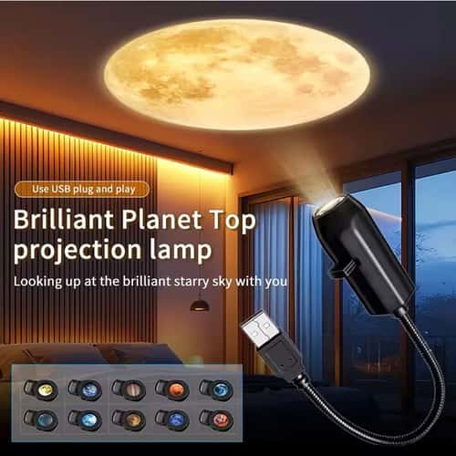 CosmicGlow Galaxy Projector Night Light – USB Star & Moon Ambient Lamp