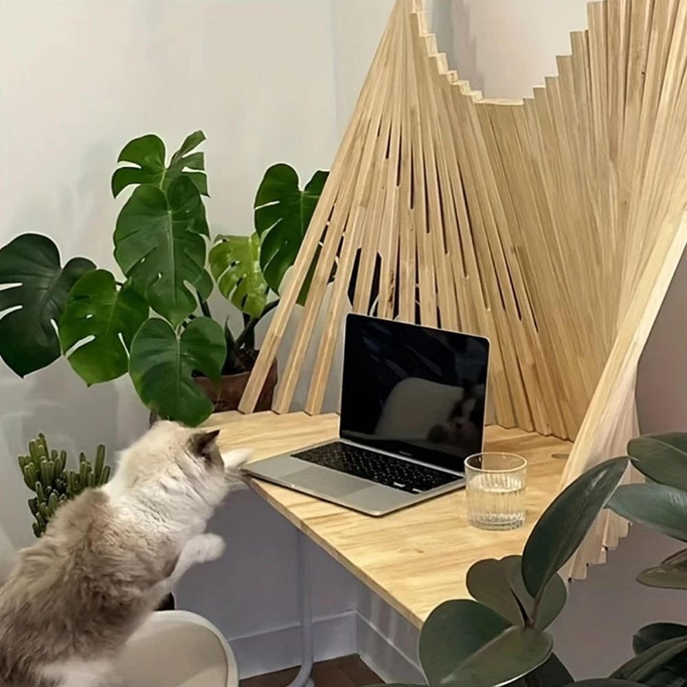 SpaceSaving Solid Wood Wall Mounted Folding Desk 80x60cm FoldDown Table 2