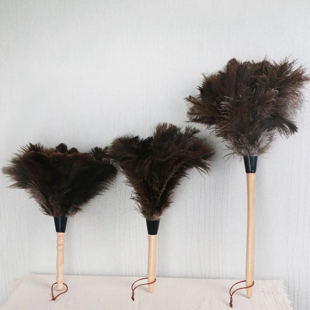 Ostrich Feather Duster For Car Home Feather Duster With Wooden Handle Gentle Dust Removal Brush 2