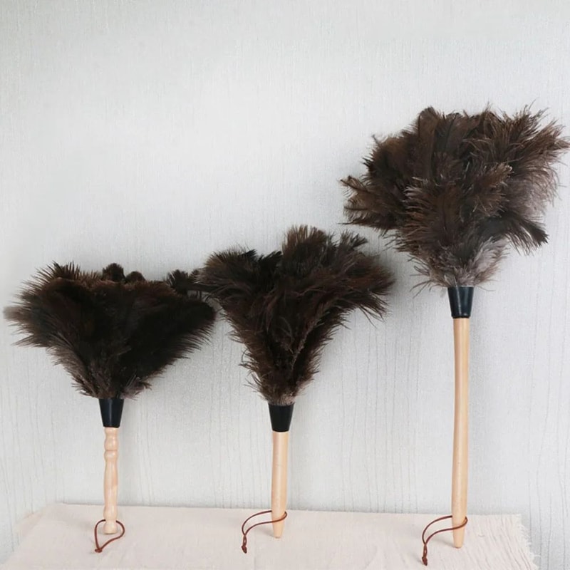 Ostrich Feather Duster For Car Home Feather Duster With Wooden Handle Gentle Dust Removal Brush 2