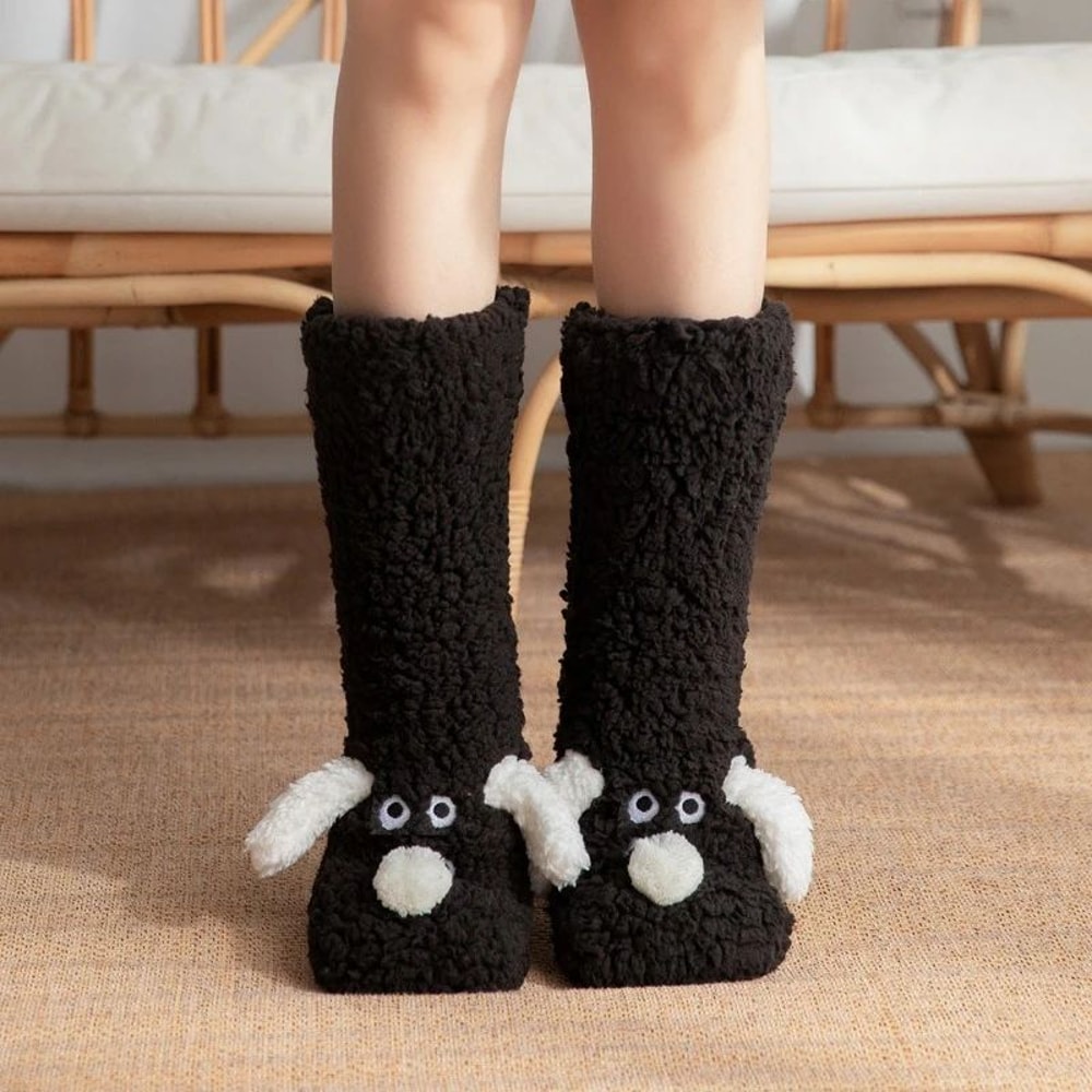 Cozy Dog Snow Slipper Socks NonSlip Winter Floor Socks For Women Couples 7