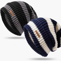 korean striped knit beanie – lightweight winter hat for men & women