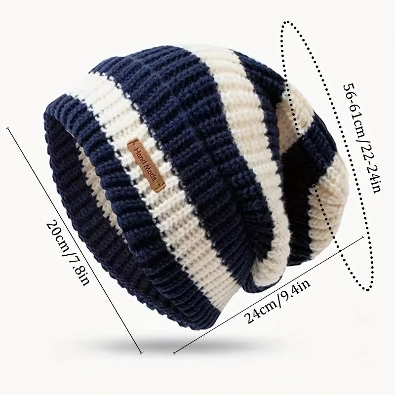 Korean Striped Knit Beanie Lightweight Winter Hat For Men Women 3