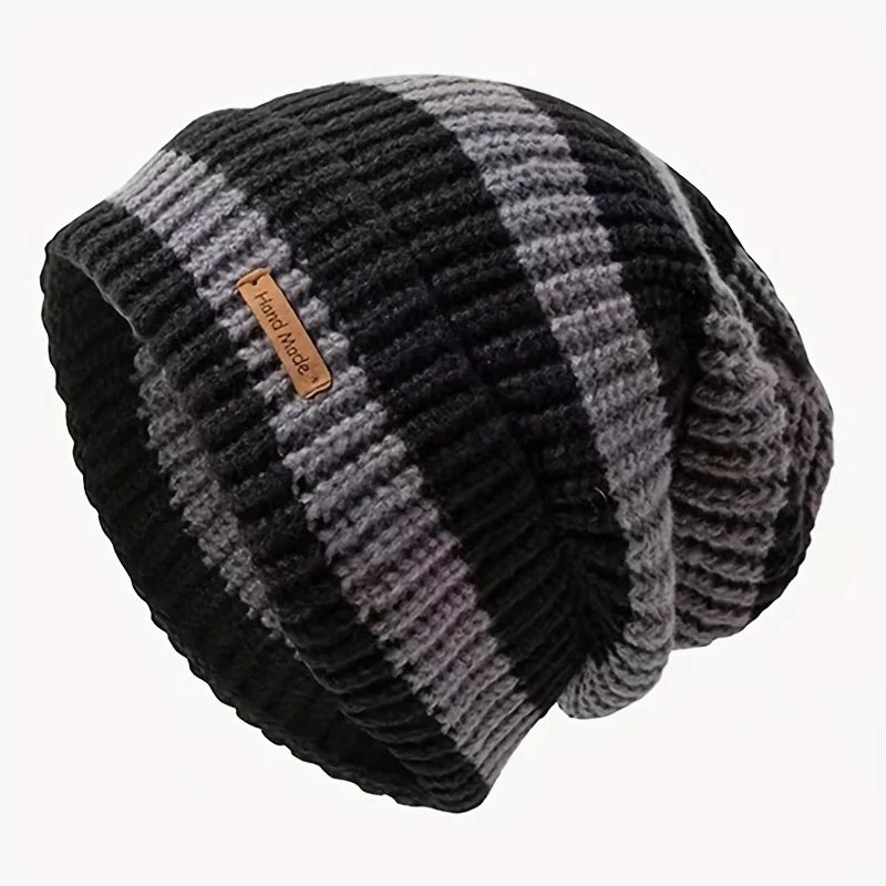 Korean Striped Knit Beanie Lightweight Winter Hat For Men Women 6