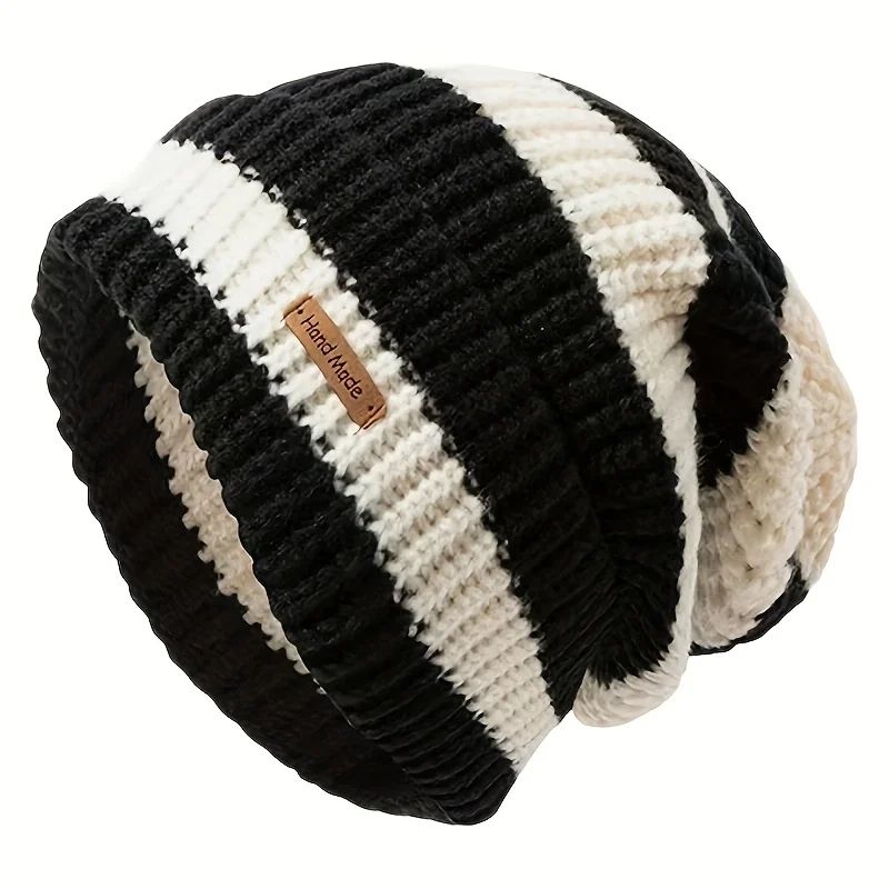 Korean Striped Knit Beanie Lightweight Winter Hat For Men Women 9