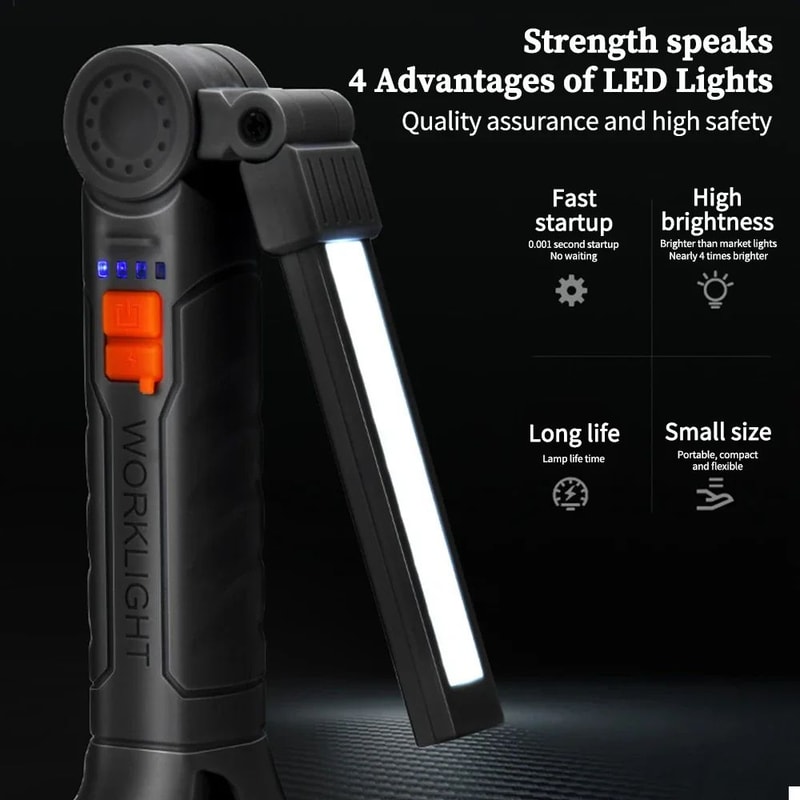 Magnetic Rechargeable LED Work Light For Camping Emergency Repairs 2