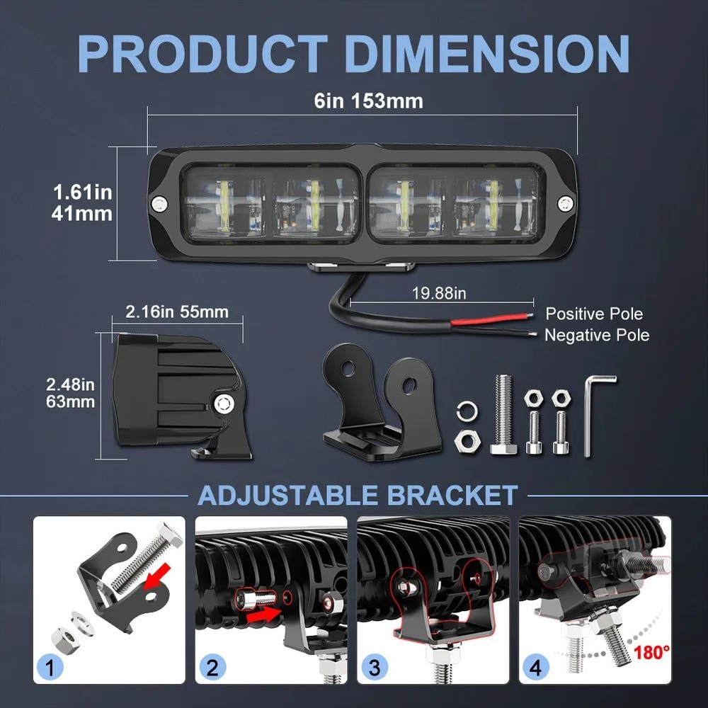 AllTerrain 6 Offroad LED Light Bar UltraBright 6D Work Driving Light For 12V24V Trucks ATVs SUVs 1