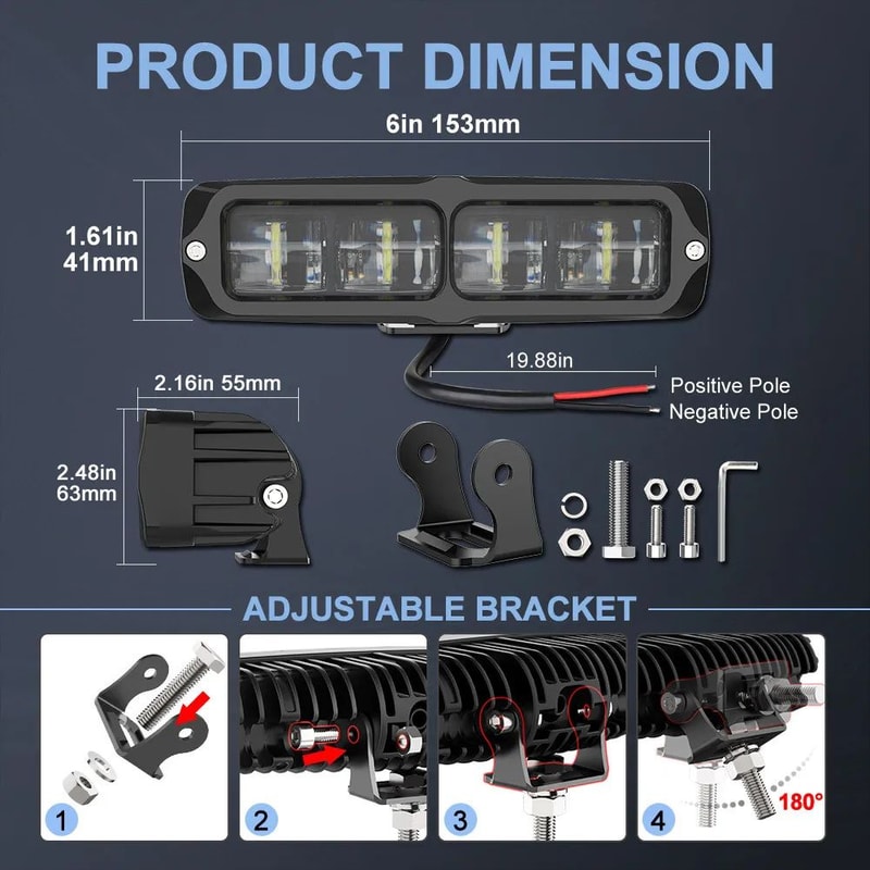 AllTerrain 6 Offroad LED Light Bar UltraBright 6D Work Driving Light For 12V24V Trucks ATVs SUVs 1