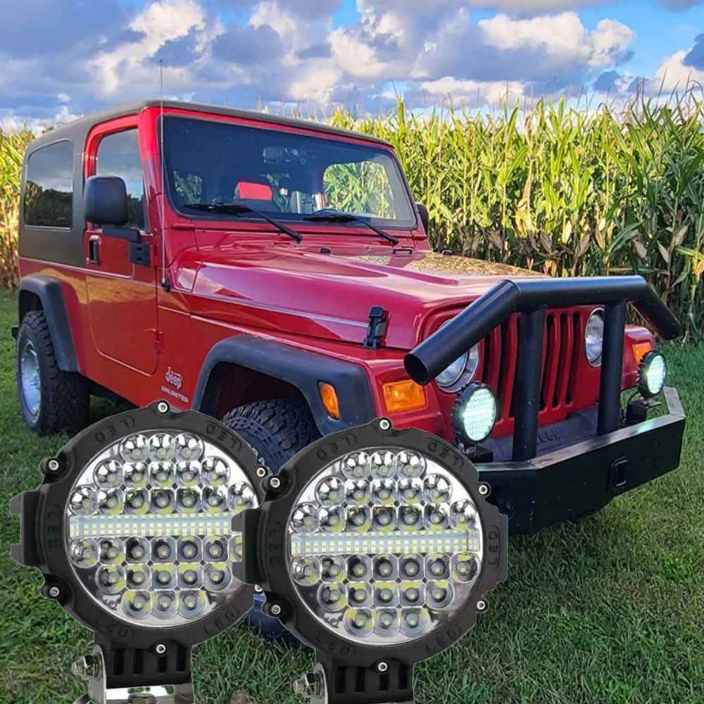 7Inch LED OffRoad Driving Lights Waterproof Round Work Light Pods For Trucks Jeeps ATVs 2