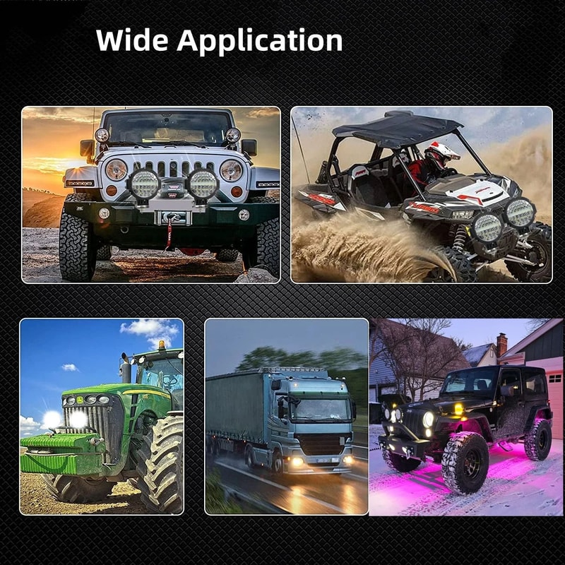 7Inch LED OffRoad Driving Lights Waterproof Round Work Light Pods For Trucks Jeeps ATVs 5