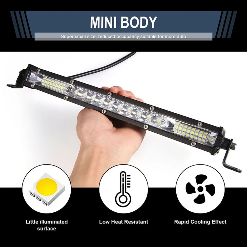 12 Inch Super Slim Off Road LED Light Bar 450W Flood Beam 12V24V Work Lamp 1