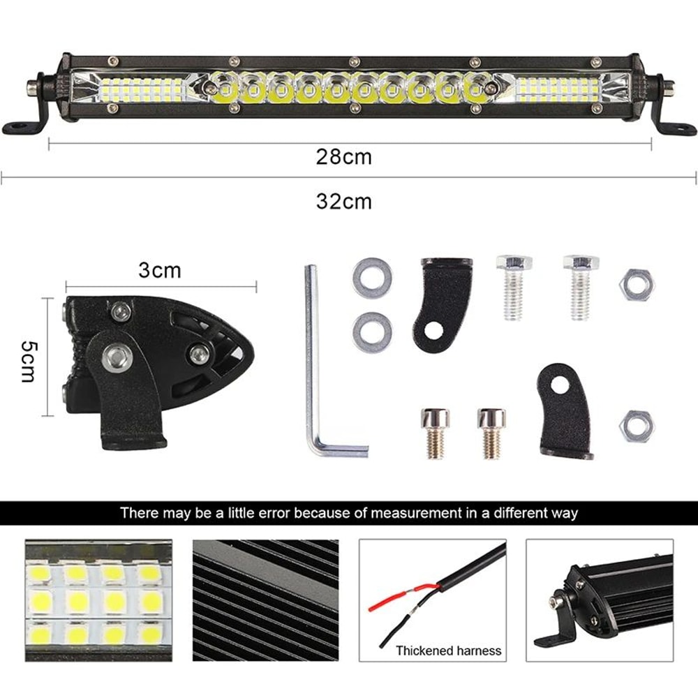12 Inch Super Slim Off Road LED Light Bar 450W Flood Beam 12V24V Work Lamp 5