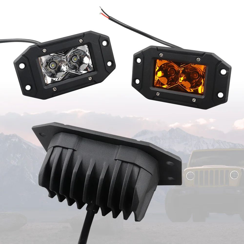 HighIntensity LED Flush Mount Work Light Pods Yellow Spot Beam For OffRoad Trucks ATVs 3