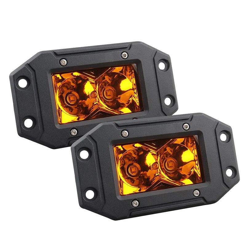 HighIntensity LED Flush Mount Work Light Pods Yellow Spot Beam For OffRoad Trucks ATVs 6