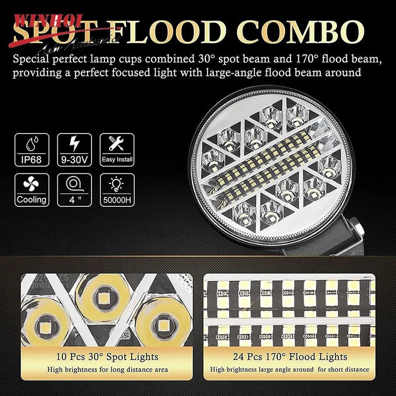 HighIntensity 4 Inch LED Work Light Bar For Offroad Trucks ATV Tractor 1224V 1