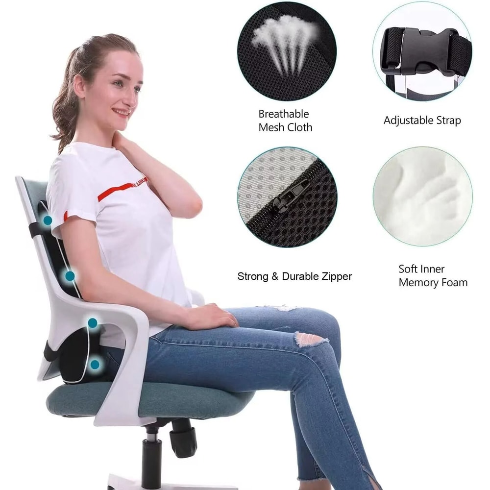 ErgoDrive Memory Foam Lumbar Support Cushion For Car Office Chair 4