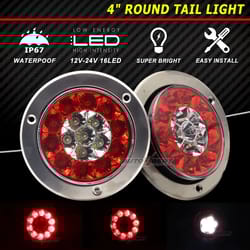 universal 12v 24v led trailer tail lights – waterproof round brake lamps for trucks, rvs & utvs (2-pack)