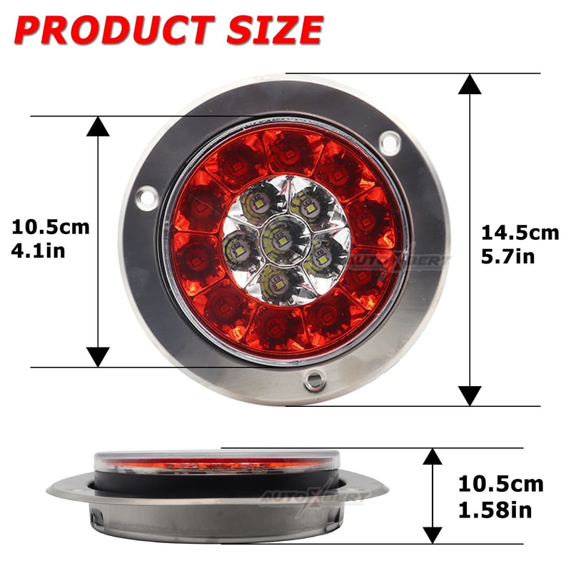 Universal 12V 24V LED Trailer Tail Lights Waterproof Round Brake Lamps For Trucks RVs UTVs 2Pack 2