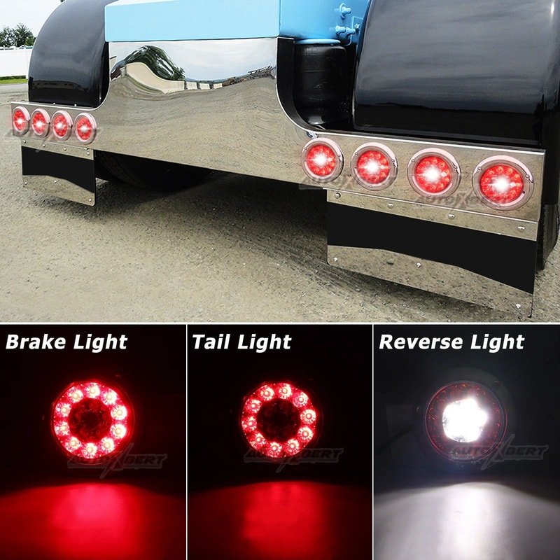 Universal 12V 24V LED Trailer Tail Lights Waterproof Round Brake Lamps For Trucks RVs UTVs 2Pack 5