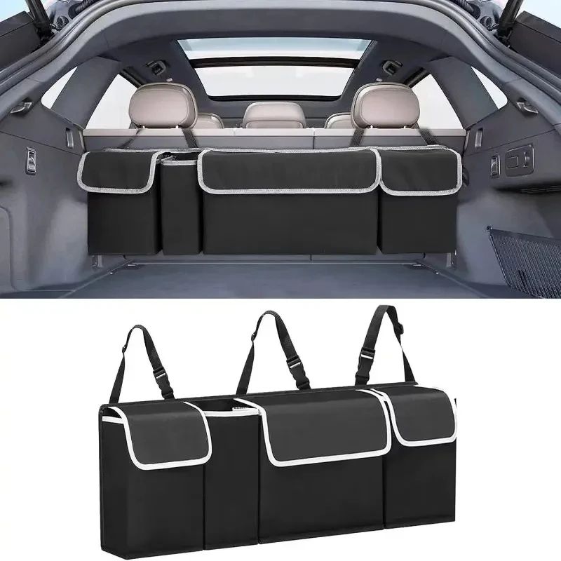 Backseat Hanging Car Trunk Organizer For SUV With 4 Storage Pockets 3