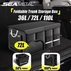 seametal 110l car trunk organizer – foldable waterproof trunk storage box for camping & travel