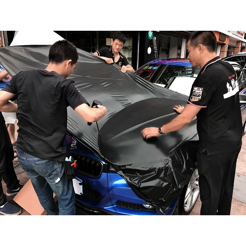 HighGloss 4D Carbon Fiber Wrap Roll DIY Car Vinyl Wrap For Hood Roof Trim 60 X 79 Inches 3