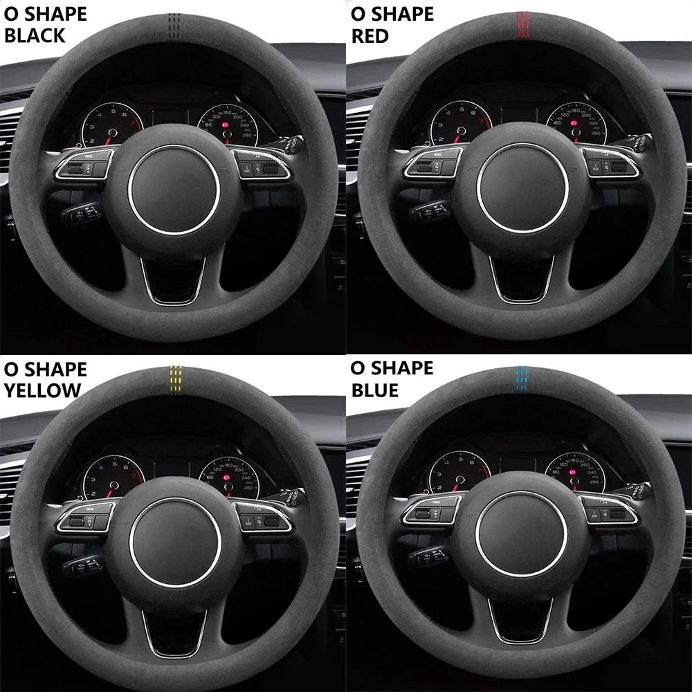 LuxeGrip Cowhide Suede Steering Wheel Cover Universal 3738cm AntiSlip Wrap 4