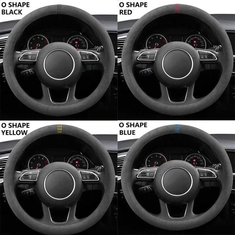 LuxeGrip Cowhide Suede Steering Wheel Cover Universal 3738cm AntiSlip Wrap 4