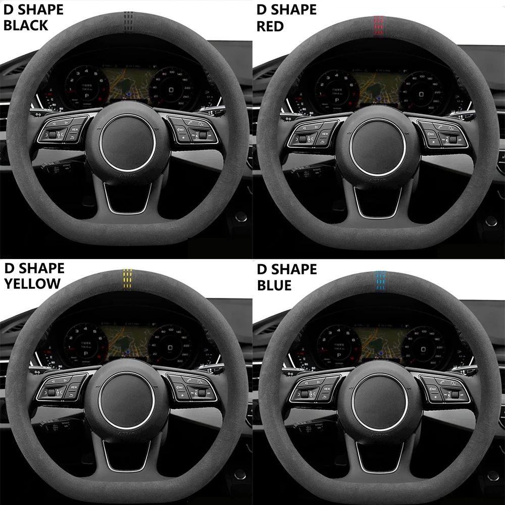 LuxeGrip Cowhide Suede Steering Wheel Cover Universal 3738cm AntiSlip Wrap 5