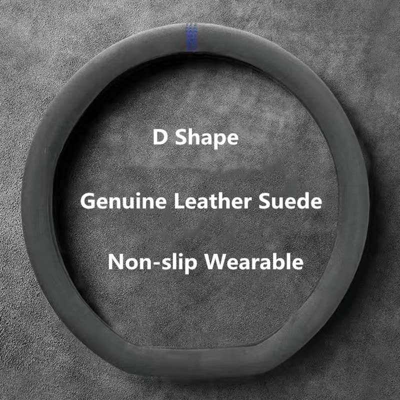 LuxeGrip Cowhide Suede Steering Wheel Cover Universal 3738cm AntiSlip Wrap 8