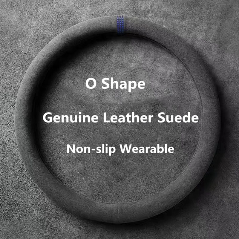 LuxeGrip Cowhide Suede Steering Wheel Cover Universal 3738cm AntiSlip Wrap 11