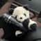 Panda Bowknot Car Wiper Switch Cover Cute Car Interior Accessory Plush Decor 0