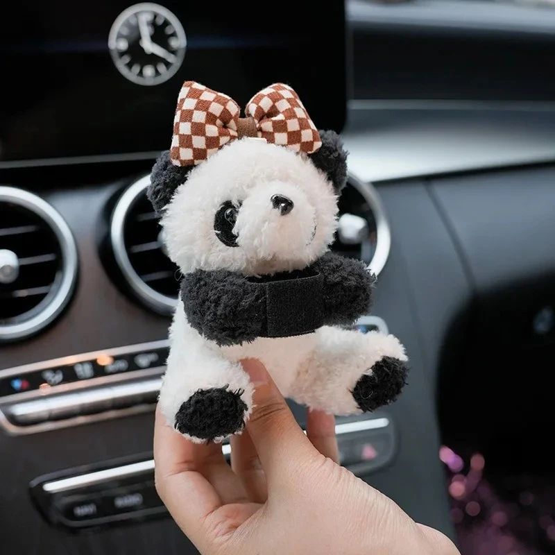 Panda Bowknot Car Wiper Switch Cover Cute Car Interior Accessory Plush Decor 5