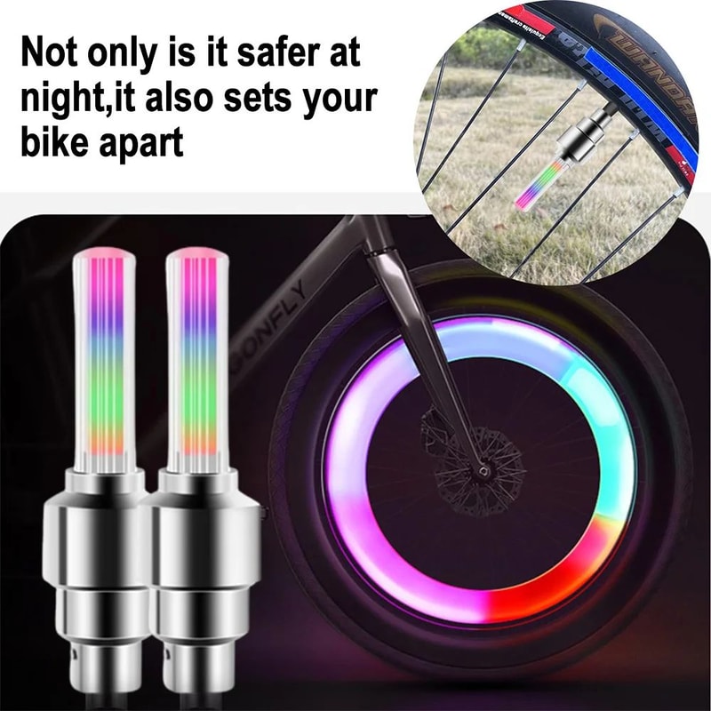 GlowGuard LED Bicycle Valve Lights For Night Riding Safety 1
