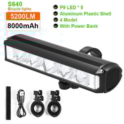 5200lm rechargeable bike light 8000mah power bank headlight