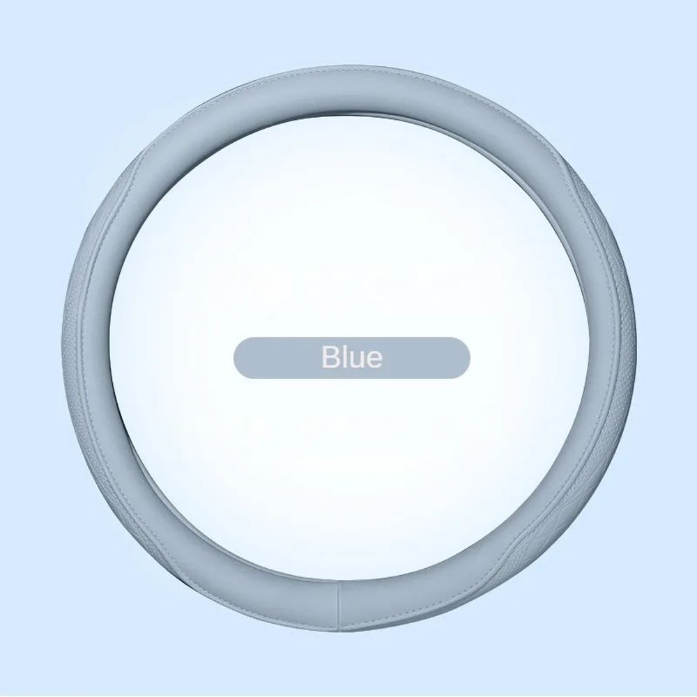 Premium Napa Leather Steering Wheel Cover Breathable NonSlip 15 Inch Universal Fit 8