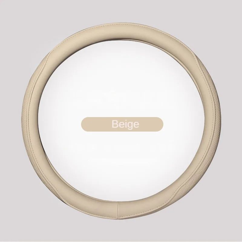 Premium Napa Leather Steering Wheel Cover Breathable NonSlip 15 Inch Universal Fit 15