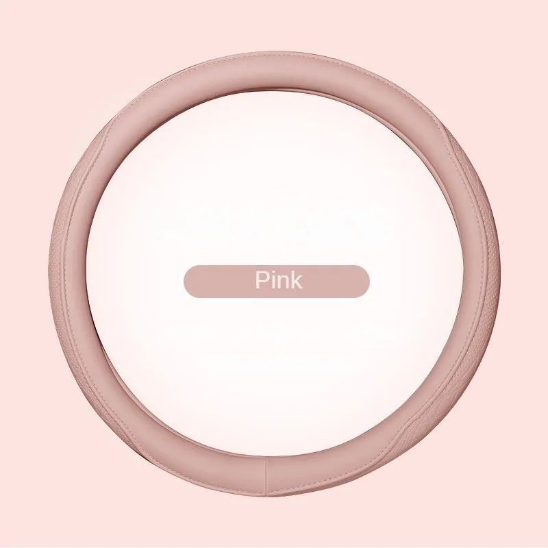 Premium Napa Leather Steering Wheel Cover Breathable NonSlip 15 Inch Universal Fit 6