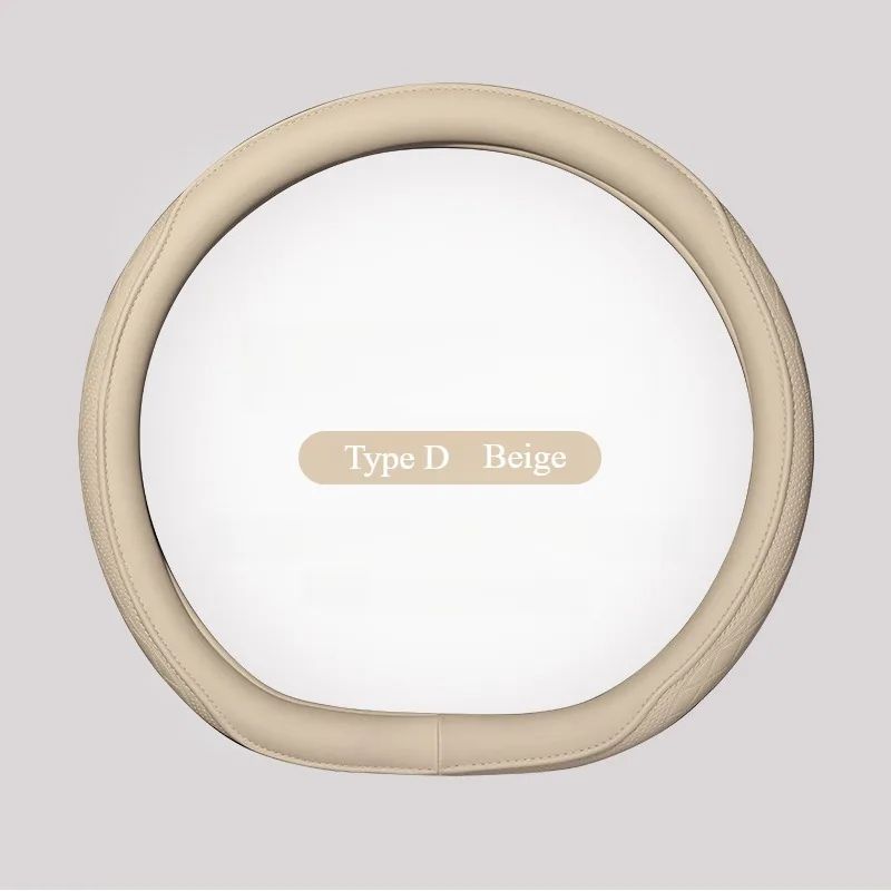 Premium Napa Leather Steering Wheel Cover Breathable NonSlip 15 Inch Universal Fit 12