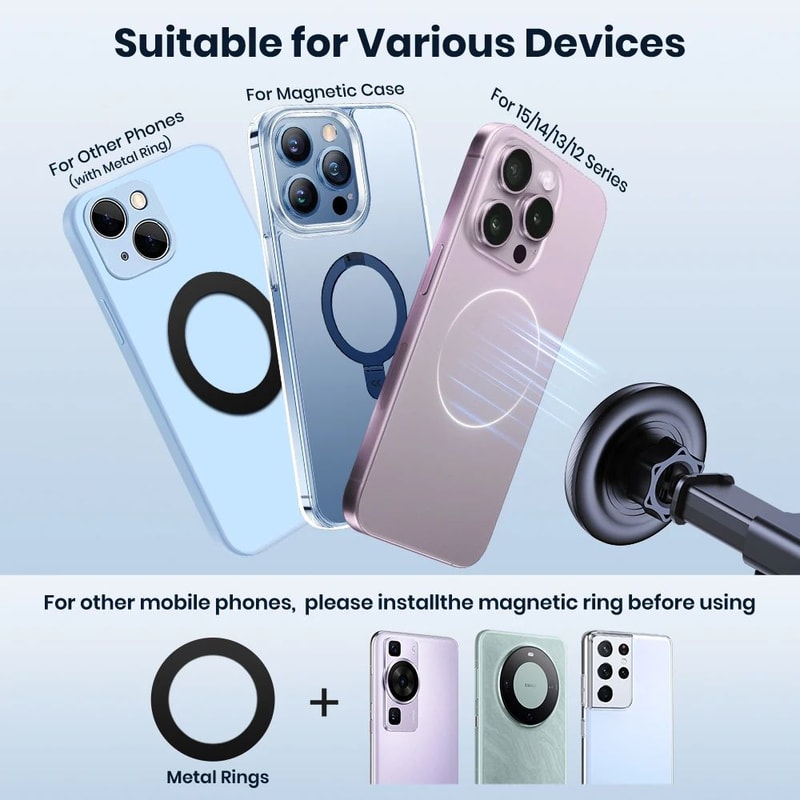 TOPK MagSafe Magnetic Car Phone Mount With Strong Suction Cup Adjustable Long Arm 2