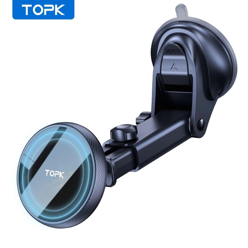 TOPK MagSafe Magnetic Car Phone Mount With Strong Suction Cup Adjustable Long Arm 5