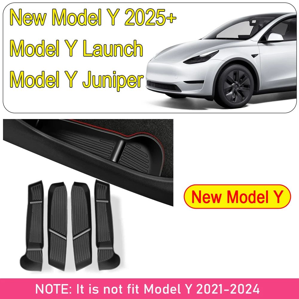 Tesla Model Y Juniper Door Handle Storage Box Set Front Rear Door Organizer Trays 6